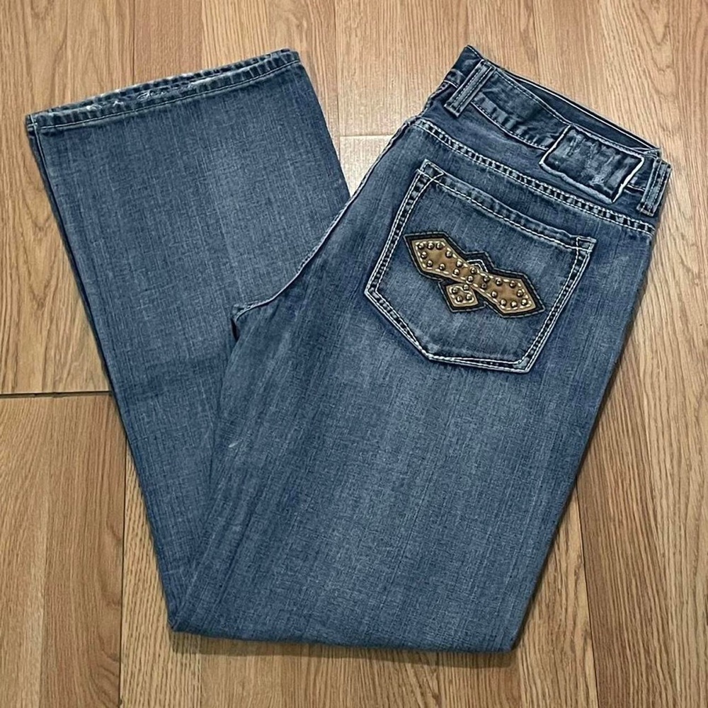 Helix Jeans Men’s 36x32 Relaxed Boot Cut Medium Blue Wash Denim Y2K Mid-Rise